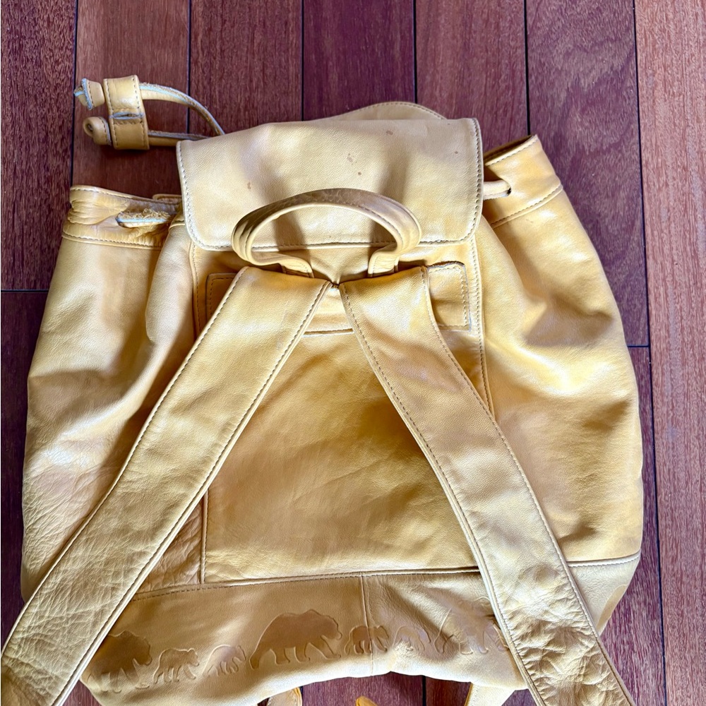 Yellow Leather Backpack - Picture 2 of 3
